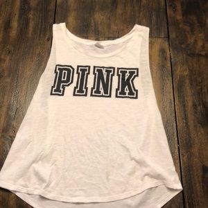 PINK White Tank - M